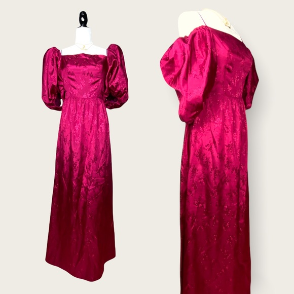 Vintage 80’s House of Nu-Mode Puff Jacquard Gown - Picture 1 of 16